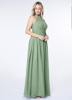 Azazie Iman Bridesmaid Dresses Matcha A-Line A-Line Ruched Chiffon Dress image3