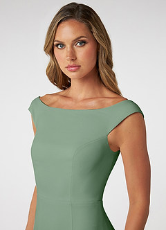 Azazie Nicolina Bridesmaid Dresses Matcha Mermaid Square Neckline Stretch Crepe Dress image5