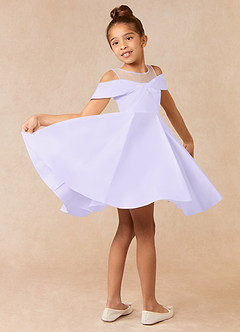 Azazie Shirin Flower Girl Dresses Lilac A-Line Off the Shoulder Matte Satin Dress image4