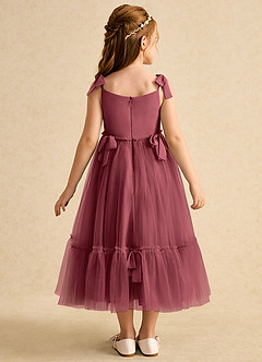 Azazie Jaci Blumenmädchenkleider A-Linie Spaghetti Riemen Chiffon Kleid Merlot image5