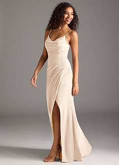 Azazie Deandra Abiti da Damigella Abito Sirena in Chiffon Plissettato Alabastro Bianco image3
