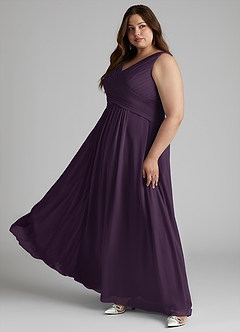 Azazie Flora Bridesmaid Dresses Plum A-Line Pleated Chiffon Dress image12