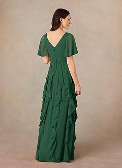 Azazie Watson Mother of the Bride Dresses Dark Green A-Line V-Neck Chiffon Dress image4