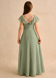Azazie Nari Girls Formal Blumenmädchenkleider A-Linie mit ärmel Chiffon Kleid Pistazie image7