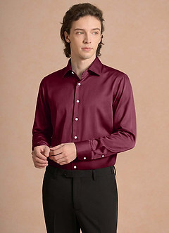 front Julian Mulberry Stretch Satin Dress Shirt