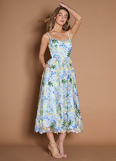 Sandy Sky Blue Multi Midi Dress image4