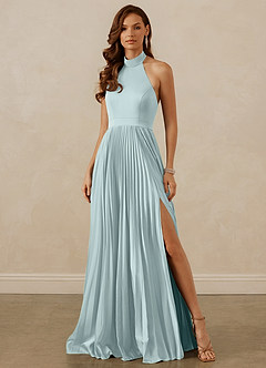 Christian Siriano Bridal for Azazie 1007 Bridesmaid Dresses Mist A-Line Pleated Stretch Satin Dress image1