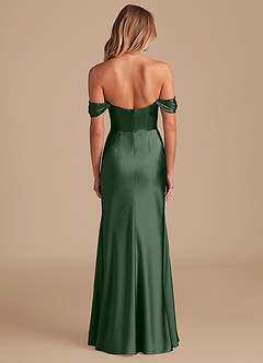 Azazie Saige Bridesmaid Dresses Eucalyptus A-Line Off the Shoulder Metallic Satin Convertible Dress image4