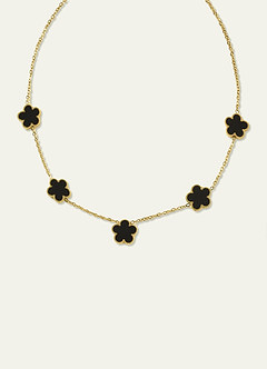 front 18K Gold Plated Stainless Steel Five-Leaf Clover Charm Necklace