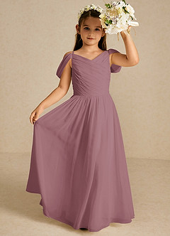 Azazie Chelle Flower Girl Dresses Vintage Mauve A-Line Pleated Chiffon Dress image1