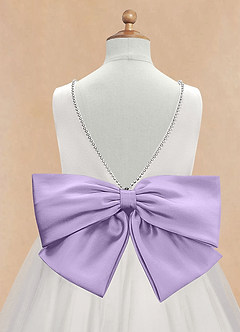 Azazie Seline Flower Girl Dresses Ivory Lilac A-Line Bow Tulle Dress image9