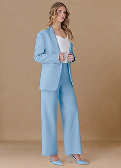 front Amelia Sky Blue Refined Weave Performance Oversized 2-Piece Suit
