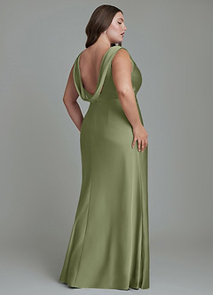 Azazie Kieryn Bridesmaid Dresses Garden Sage Mermaid Pleated Stretch Satin Dress image8