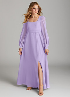 Azazie Leonia Junior Lilac A-Line with Pockets Chiffon Dress image1