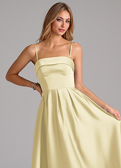 Azazie Lucienne Bridesmaid Dresses Lemon Sorbet A-Line Strapless Stretch Satin Convertible Dress image2