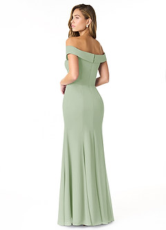 Azazie Lecia Robes de demoiselle d'honneur Robe Empire Convertible en Mousseline de soie Schulterfrei, plissiert Vert Sauge image4