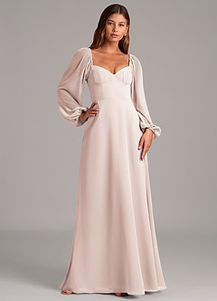 Azazie Annistyn Brudtärnklänningar Klänning av A-Linje i Chiffong Långärmad Rosenblad image5