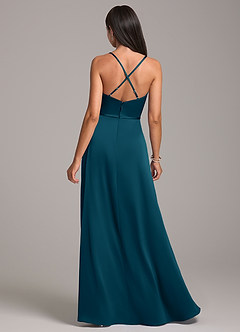 Azazie Naeem Bridesmaid Dresses Ink Blue A-Line Stretch Satin Dress image6