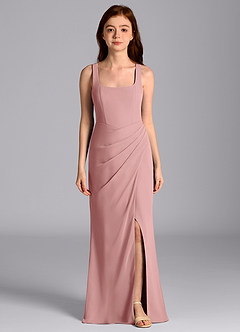 Azazie Mero Junior Dusty Rose Mermaid Pleated Chiffon Dress image4