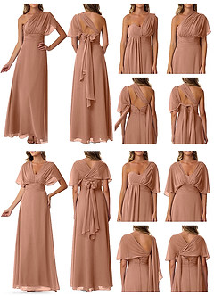 Azazie Fifi Robes de demoiselle d'honneur Robe Trapèze Convertible en Mousseline de soie Sans bretelle Bronze image10