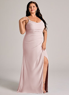 Azazie Deandra Brudtärnklänningar Klä av Sjöjungfru i Chiffong Plisserad Rodnande Rosa image11