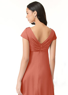 Azazie Allessia Maternity Bridesmaid Dresses A-Line Pleated Stretch Satin Floor-Length Dress image7