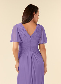 Azazie Emmeline Mother of the Bride Dresses Tahiti A-Line V-Neck Pleated Mesh Dress image6
