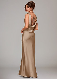 Azazie Rylina Bridesmaid Dresses Taupe Mermaid Stretch Satin Dress image4