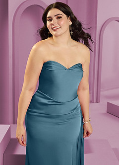 Barbie ♥ Azazie Vestidos de madrinha de casamento Vestido Bermudas de Cetim elástico de Bainha com Sem alças image15