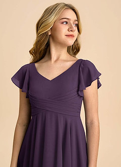 Azazie Caria Junior Plum A-Line Pleated Chiffon Dress image4