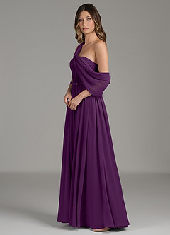 Azazie Nyah Brautjungfernkleider Eine Linie Schulterfrei Chiffon Kleid Traube image6
