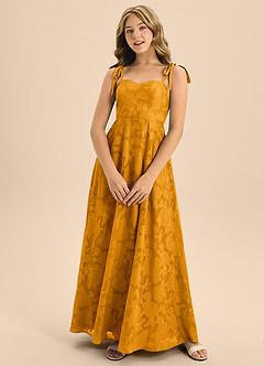 Azazie Rosey Junior Vestido de Caramelo de Devorado Floral de Corte En A con Escote de Corazón image1