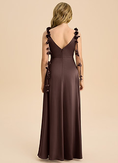 Azazie Gumdrop Junior 엠파이어 주름진 스트레치 새틴 플로어 길이 주니어 신부 들러리 드레스 image7