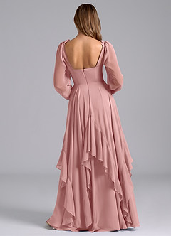 Azazie Karan Bridesmaid Dresses Dusty Rose A-Line Long Sleeve Chiffon Dress image2