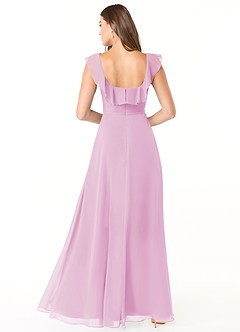 Azazie Jinny Bridesmaid Dresses Candy Pink A-Line Square Neckline Ruched Chiffon Dress image2