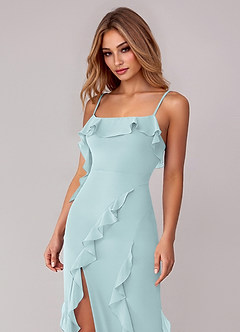 Azazie Malia Suknie dla druhen Osłona Marszczony Szyfon Do ziemi Sukienka image2