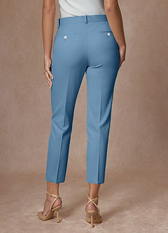 front Whitney Steel Blue Structured Stretch Cropped Pants Suit