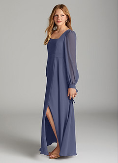 Azazie Leonia Junior Stormy A-Line with Pockets Chiffon Dress image3