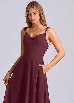 Azazie Beatrice Robes de demoiselle d'honneur Robe Trapèze en Mousseline de soie Encolure en Forme de Cœur Cabernet image6