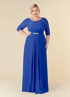 Azazie Leonine Mother of the Bride Dresses Royal Blue A-Line Scoop lace Chiffon Dress image10