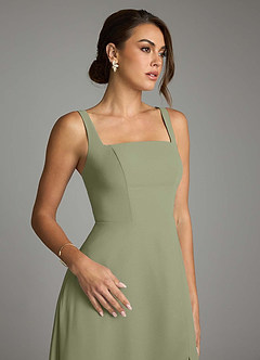 Azazie Debra Bridesmaid Dresses Pistachio A-Line with Pockets Chiffon Convertible Dress image3