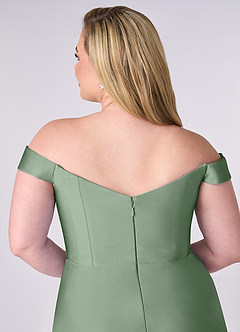 Barbie ♥ Azazie Bridesmaid Dresses Matcha A-Line Off the Shoulder Stretch Satin Convertible Dress image12