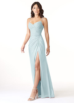 Azazie Reneya Bridesmaid Dresses Mist Mermaid Bow Mesh Dress image3