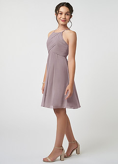 Azazie Ginny Junior A-Linie Plissee Chiffon Kleid Dämmerung image3