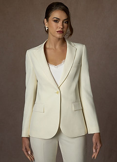 front Charlotte Marfim Conjunto de calça e blusa em tecido refinado