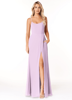 Azazie Moira Abiti da Damigella Abito A-Line in Chiffon con Scollo a U Lilla Glassato image1