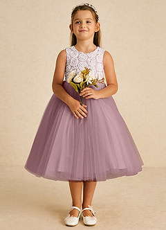 Azazie Missy Flower Girl Klänningar Klänning A-Linje i Tyll Ärmlös image2