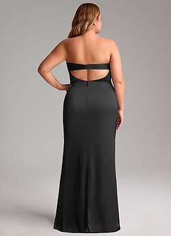 Azazie Leonis Bridesmaid Dresses Black Mermaid Pleated Stretch Satin Convertible Dress image9