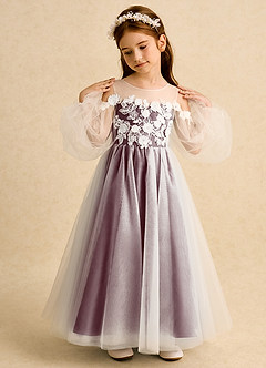 Azazie Zimi Flower Girl Dresses Cabernet Ball-Gown Sweetheart Neckline Tulle Dress image3