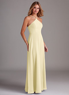Azazie Bailey Final Sale Agave A-Line Halter Side Slit Chiffon Dress image6